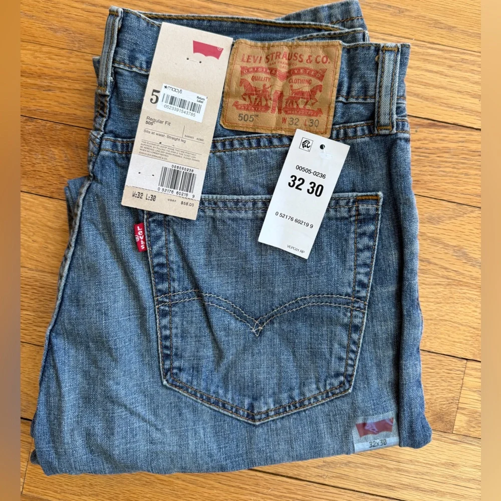 Levi's 505 Regular 32x30 Light Wash Jeans NWT 100% Cotton Made in Mexico